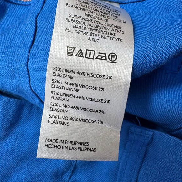 New Anthropologie Maeve Colette Linen Cropped Wide-Leg Pants Blue 29T Tall - Picture 7 of 9